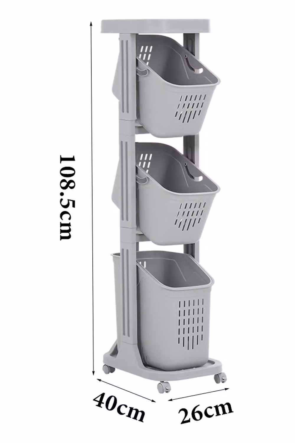 Living and Home 4-Tier Detachable Kitchen Fruit and Vegetable Storage Rack Trolley Cart with Wheels, Grey – 5