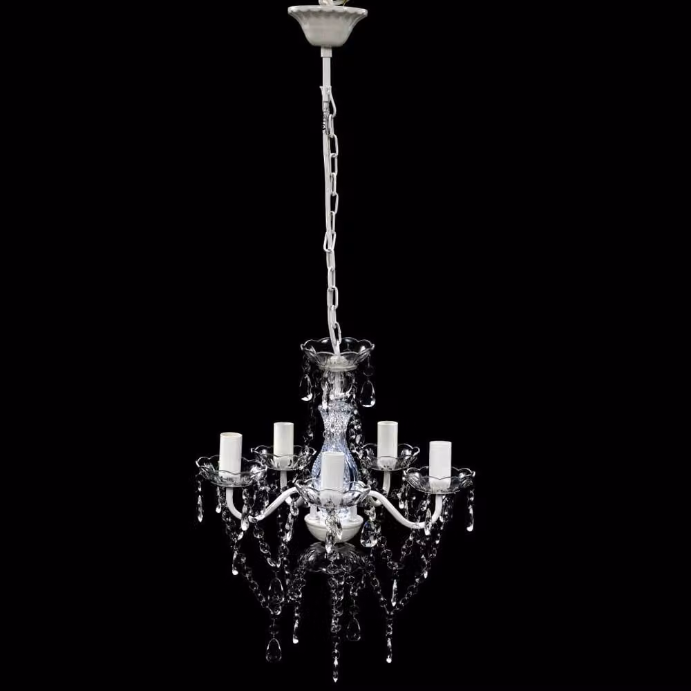Berkfield Home Classic Crystal Ceiling Chandelier in White with 5 LED Bulbs – 2