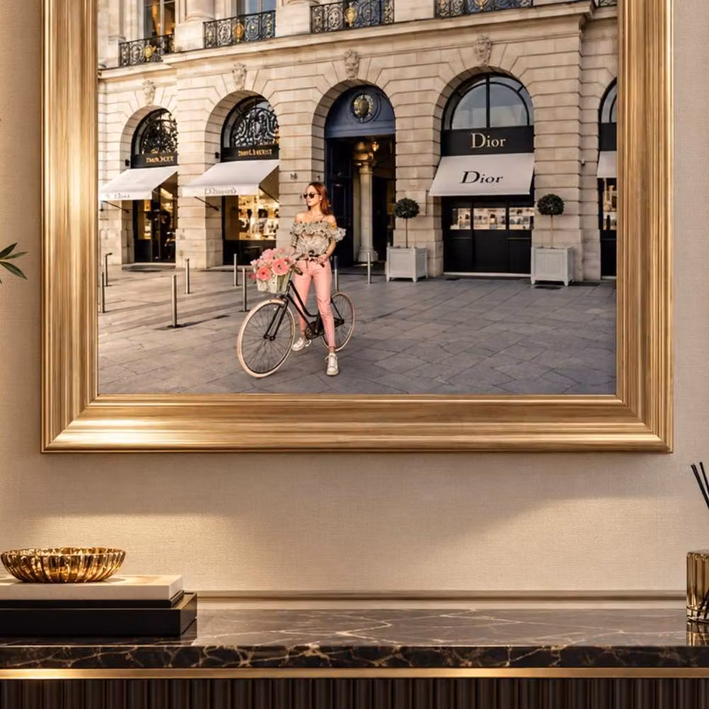HOME LUXE INTERIOR Dior Joaillerie Champagne Step Frame Wall Art in Khaki and Beige, W/H: 70 x 70 cm – 3