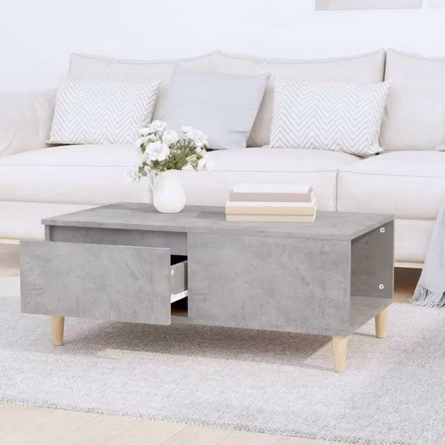 Berkfield Home Decorative Coffee Table in Concrete Grey, W/D/H: 90 x 50 x 36.5 cm