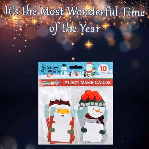 VFM e-Store Christmas Place Name Cards and Table Markers, Multicolour, Pack of 10, W: 20 cm, H: 17.9 cm, D: 1 cm – 4