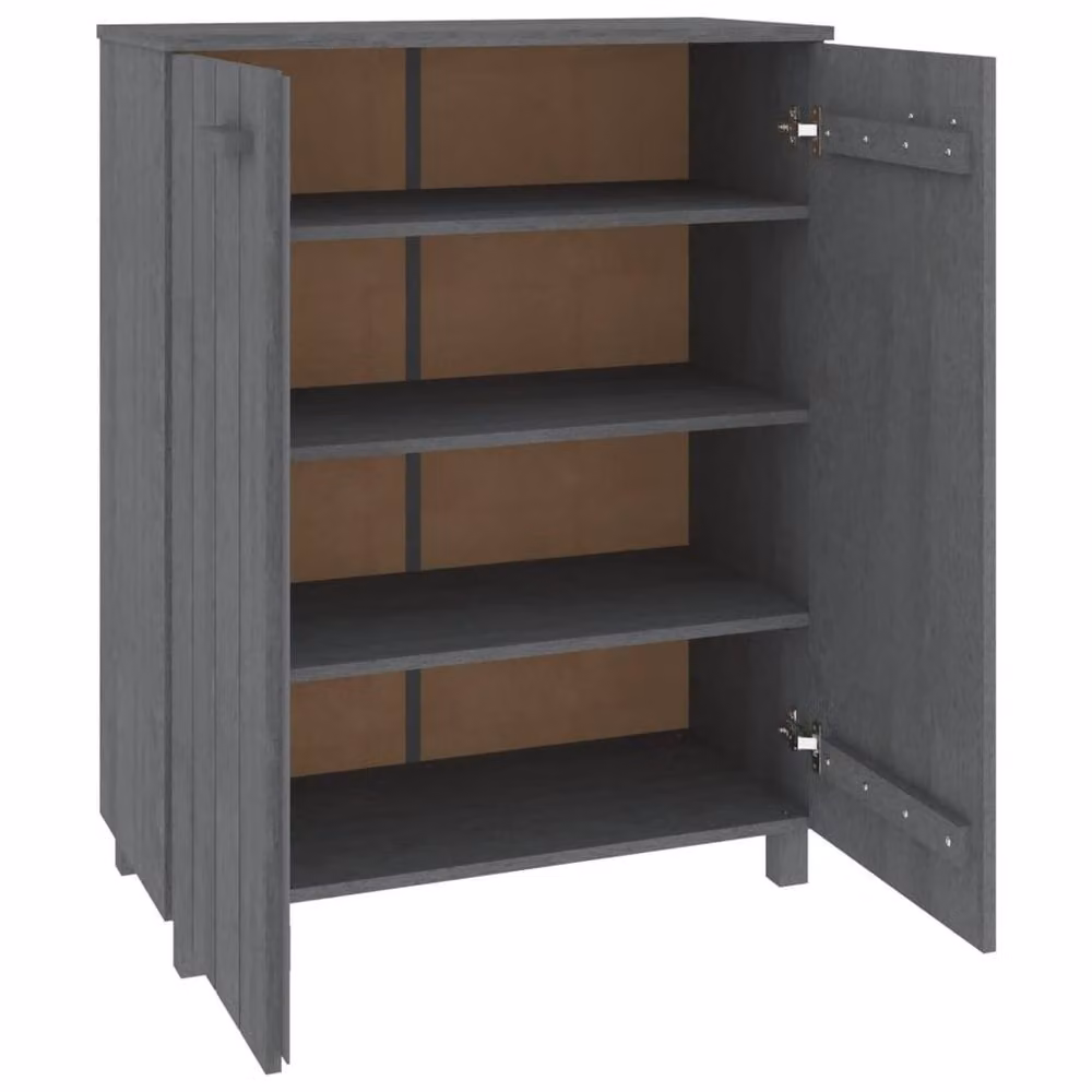 Berkfield Home HAMAR Shoe Cabinet in Dark Grey Solid Pine, W/D/H: 85 x 40 x 108 cm – 4