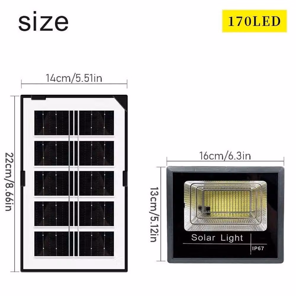 NESTLUNE 500W 170LED Solar Street Floodlight with Remote Control in Black – 2