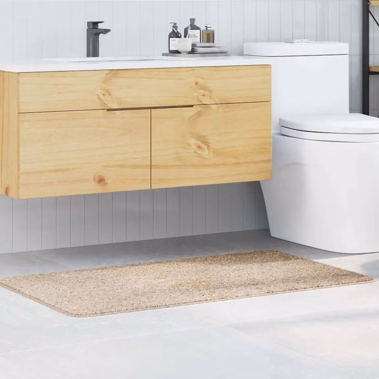 Berkfield Home Modern Rectangular Non-Slip Bath Mat, Beige, W: 70 cm, L: 120 cm