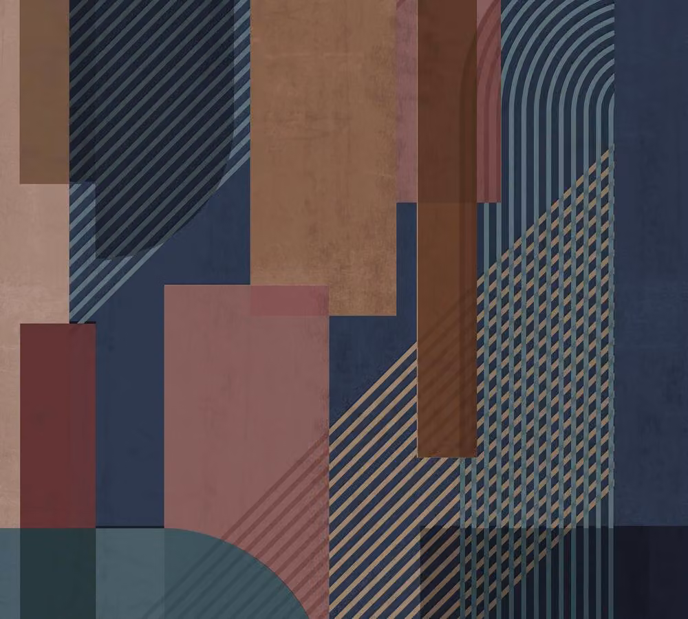 Superfresco Easy Graphic Geometric Mural in Blue, Petrol, Terracotta and Multicolour, W: 300 cm, H: 280 cm – 2