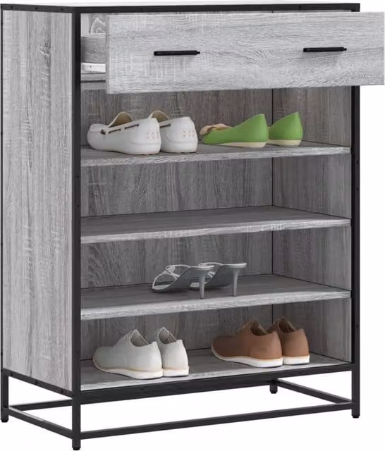 Berkfield Home Grey Industrial Shoe Cabinet with Hinged Doors and Internal Shelves, W/D/H: 75 x 38 x 97.5 cm – 1