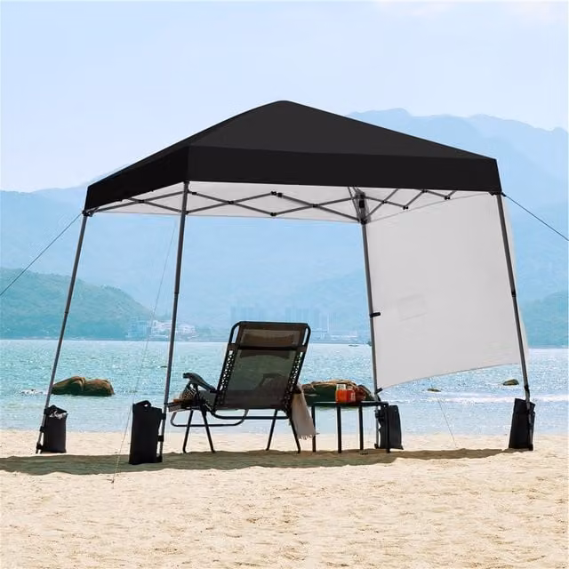 Yaheetech Pop-Up Gazebo Canopy with Side Panel, Black, W: 300 cm x D: 300 cm