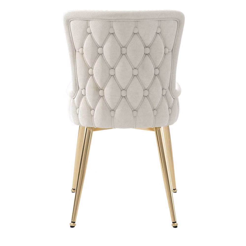 ModernLuxe Set of 6 Beige Velvet Dining Chairs with Gold Metal Legs – 2