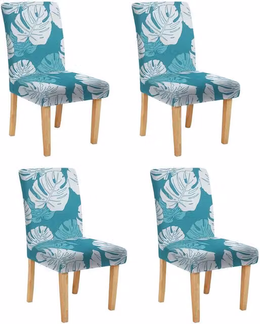 Roseley Floral Pattern 17/4 Removable Dining Chair Covers in Blue and Turquoise