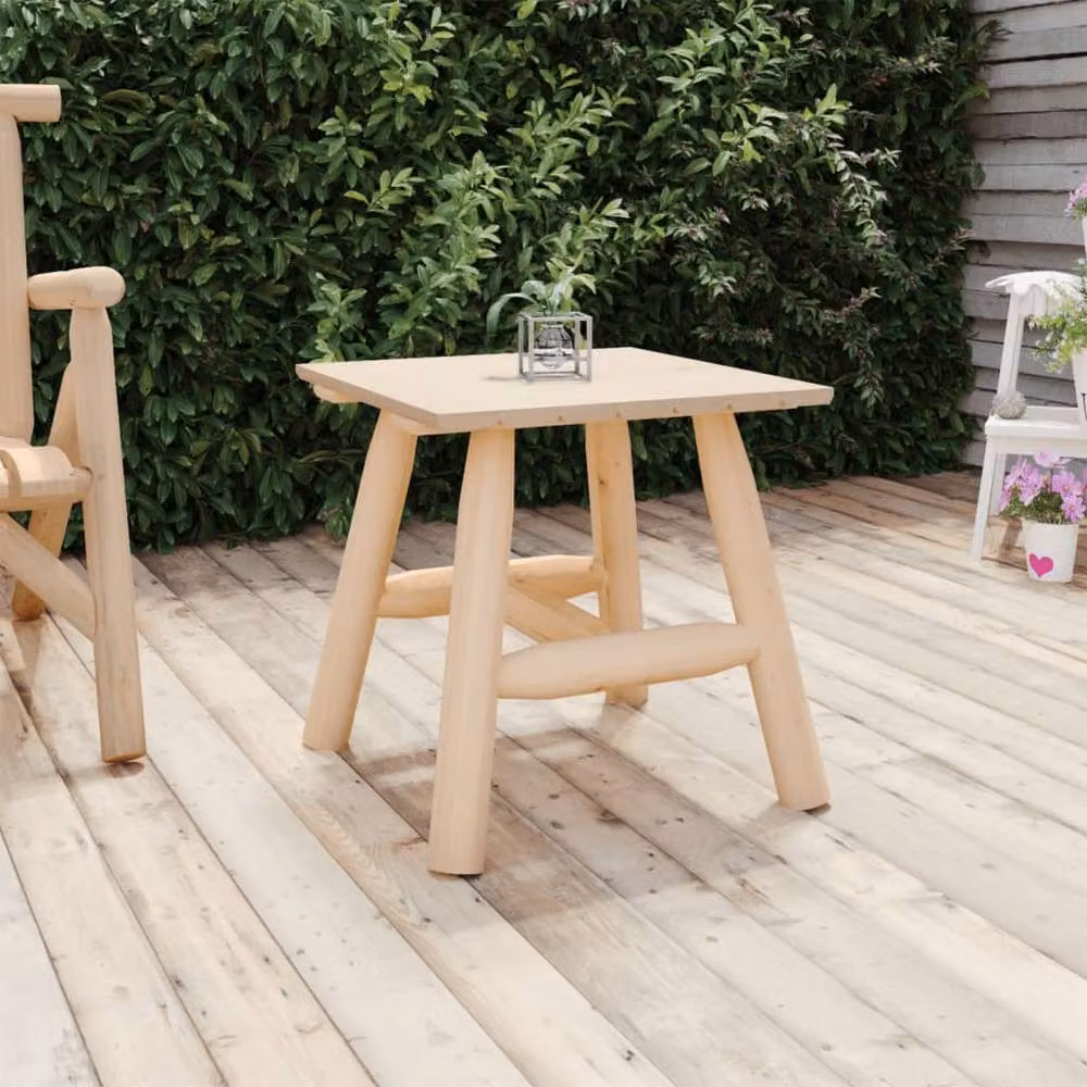 Berkfield Home Solid Wood Spruce Side Table in Light Oak, W/D/H: 49 x 49 x 50 cm – 2