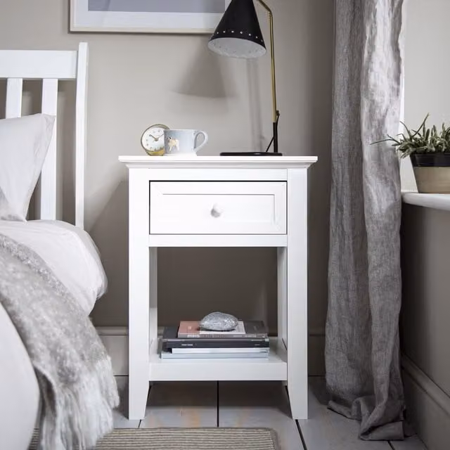 Noa and Nani Torsby Bedside Table with Drawer in White, Height: 66 cm