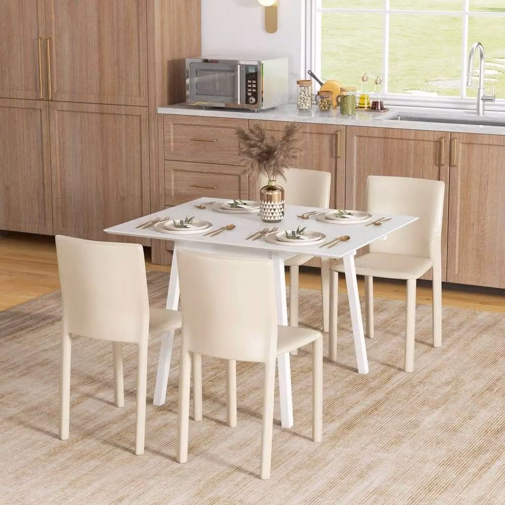 Wyld Haus Hopato White Lacquered Solid Wood Folding Drop Leaf Dining Table W/D/H: 110 x 86 x 75 cm – 3