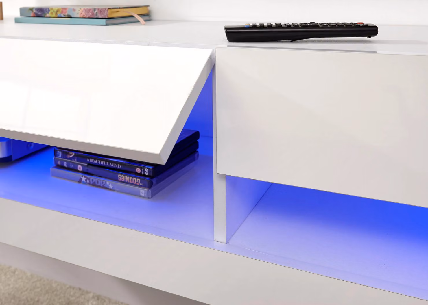 GFW Galicia Wall Mounted TV Unit with LED Lighting in White, 180cm – 3