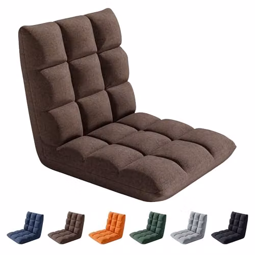 MCC Direct Adjustable Multi-Position Folding Floor Chair with Adjustable Headrest in Brown – 1