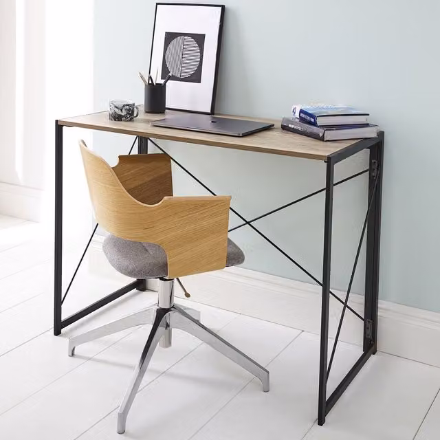 House of Home Folding Wooden Computer Desk in Brown, W/D/H: 100 x 50 x 75 cm