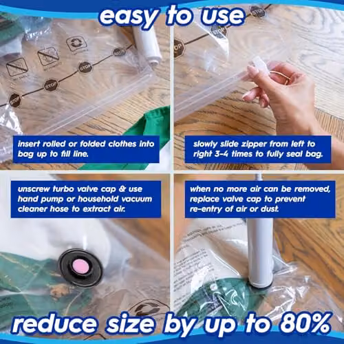 Harbour Housewares Vacuum Storage Bags with Hand Pump, White, Pack of 5, W: 50 cm, D: 70 cm – 2