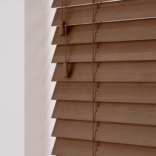 NewEdgeBlinds Wooden Venetian Blinds with Cord in Chestnut Oak, Width: 195 cm