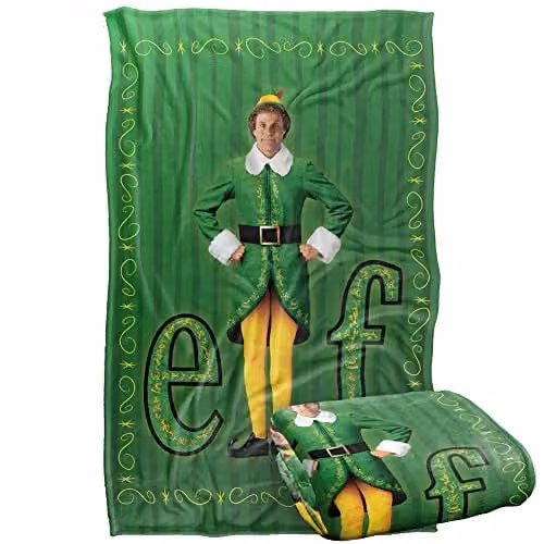 Warner Bros. Elf Buddy The Elf Logo Super Soft Fleece Throw Blanket, Multicolour, W: 91 cm, D: 147 cm – 1