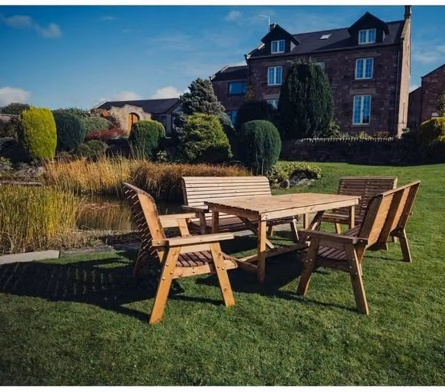 Churnet Valley Garden Furniture Ltd Valley 2X2B 2X3B Garden Furniture Set with Cushions in Brown