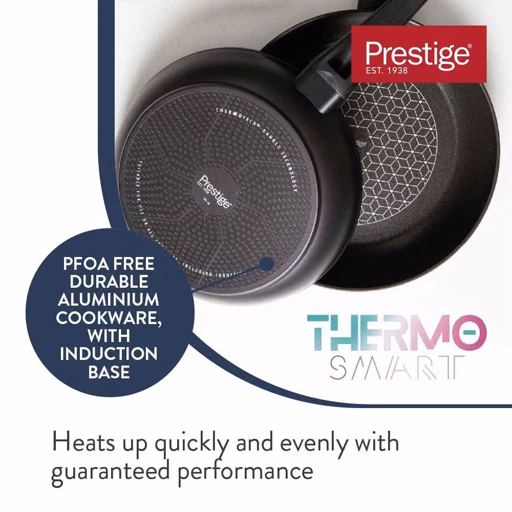 Prestige Thermo Smart Non Stick Aluminium Frying Pan for Induction Hobs, Black, Diameter: 30 cm – 4