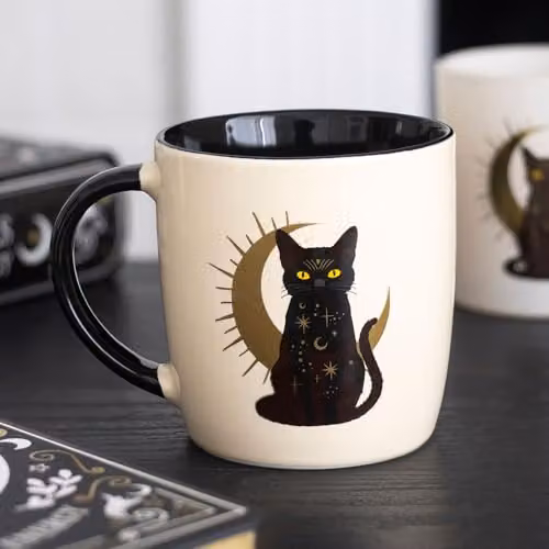 Something Different Wholesale Sitting Magick Black Cat Ceramic Mug, Black – 3