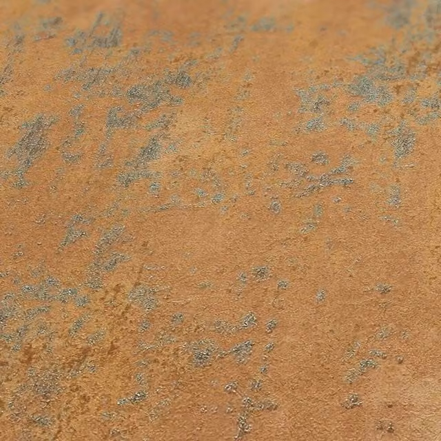 I Love Wallpaper Weathered Metal Abstract Industrial Wallpaper in Rust Orange, Washable, Stone Look