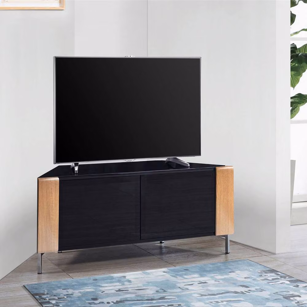 MDA Designs CORVUS Corner Black Oak TV Stand for Flat Screen TVs up to 50 inches, W: 120 cm, D: 45 cm, H: 48 cm – 2