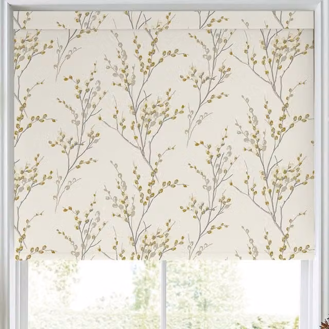 Laura Ashley Pussy Willow Floral Blackout Roller Blind, Yellow Polyester