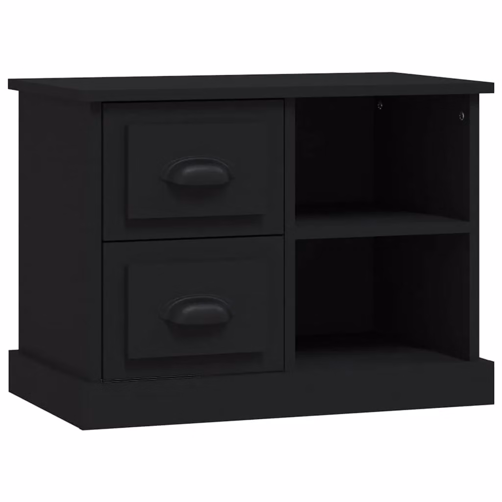 Berkfield Home Black Bedside Cabinet W: 60 cm, D: 35.5 cm, H: 45 cm – 2