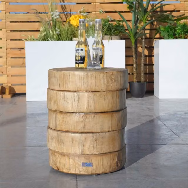 Abrihome Retro Concrete Side Table for Indoor and Outdoor Use, Brown