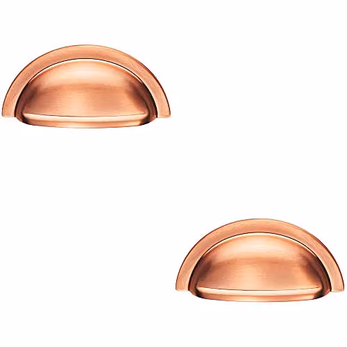 Loops 2 Pack Satin Copper Cabinet Cup Pull Handles, Fixing Centres: 76 mm