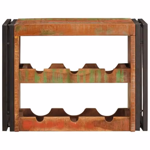 vidaXL Industrial Wall-Mounted Wine Rack in Brown, Solid Wood and Metal, W: 60 cm, D: 33 cm, H: 60 cm – 5
