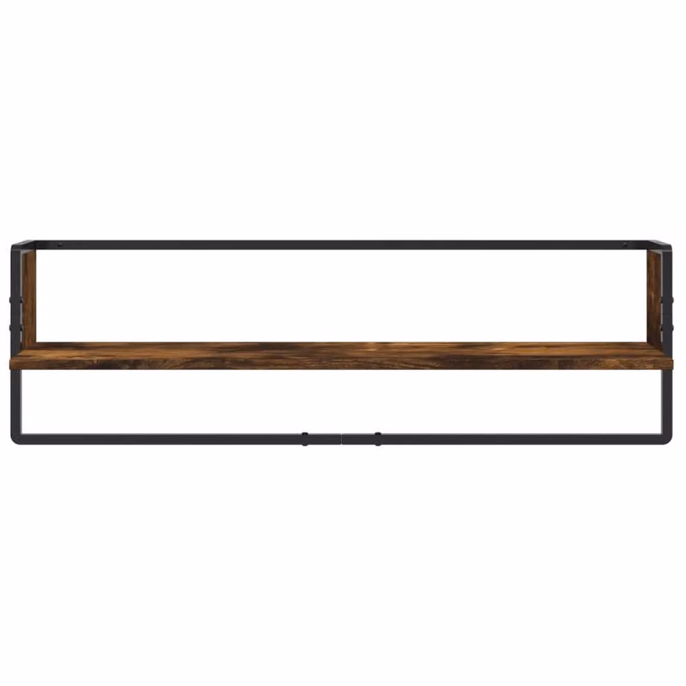 Berkfield Home 6 Piece Wall Mounted Shelf Set with Hanging Rods in Smoked Oak Brown – 2