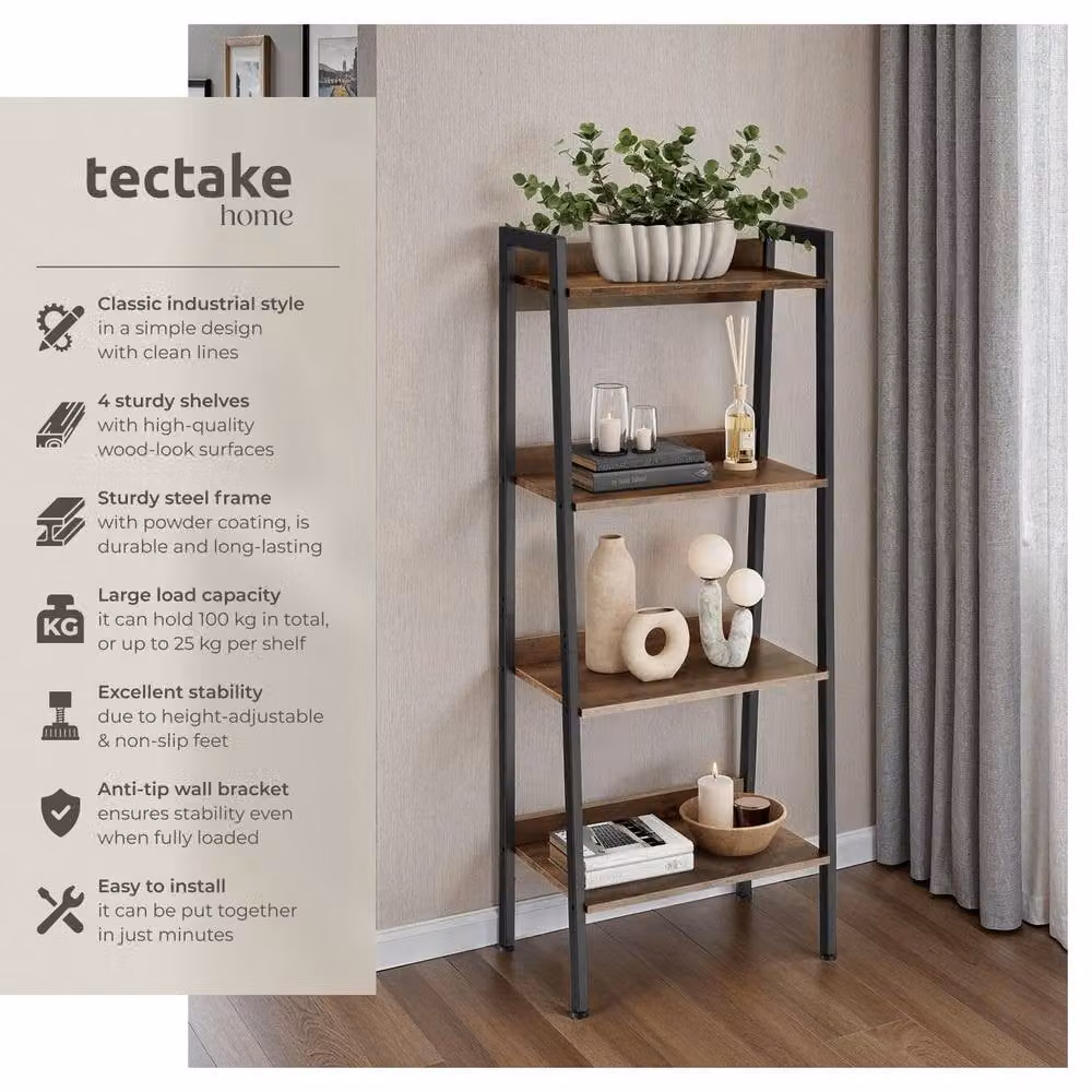 tectake Chatham Industrial Shelving Unit in Brown and Black – 2