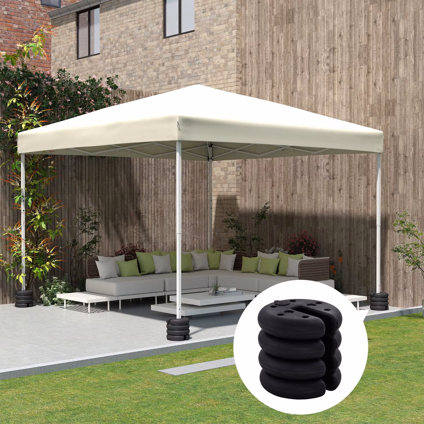 Outsunny Sand Fillable Gazebo Tent Leg Weights, Black, Set of 4 Plastic Weights for Marquee Party Tent Canopies – 7