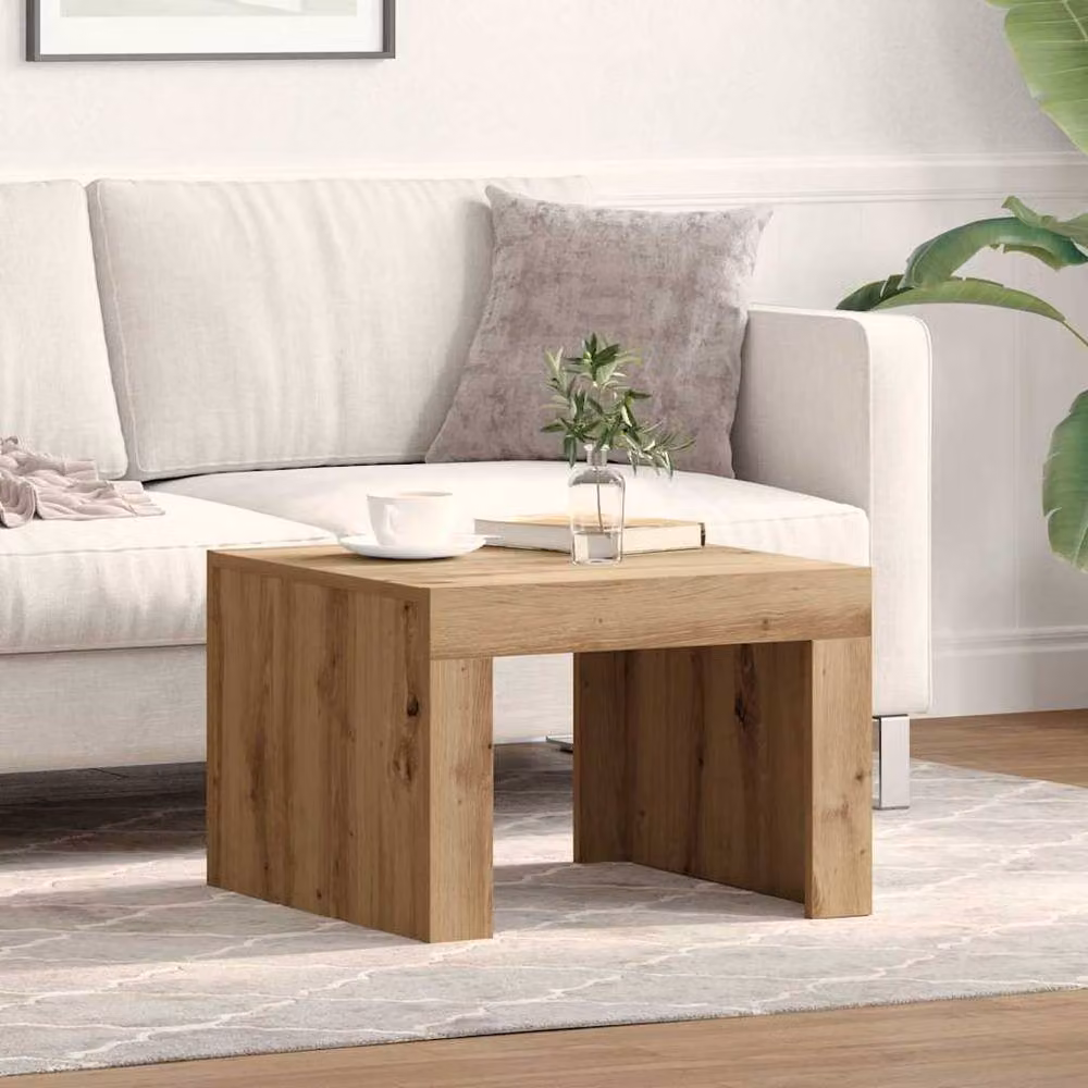 Berkfield Home Modern Square Coffee Table in Artisan Oak Brown, W/D/H: 50 x 50 x 35 cm – 2