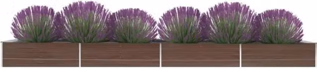 Berkfield Home Garden Brown Galvanised Steel Raised Bed W: 600 cm, D: 80 cm, H: 45 cm – 1