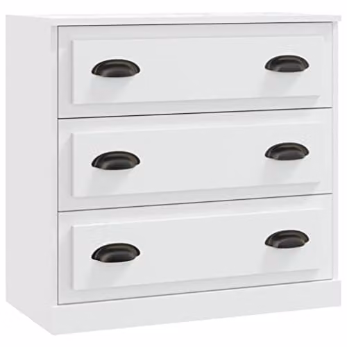 vidaXL Classic White Sideboard in MDF and Metal, W/D/H: 70.0 x 35.5 x 67.5 cm
