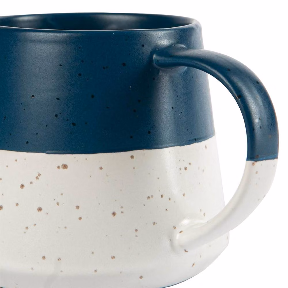 Nicola Spring Ceramic Dipped Flecked Belly Coffee Mug, 370ml, Dusty Pink and Blue – 2