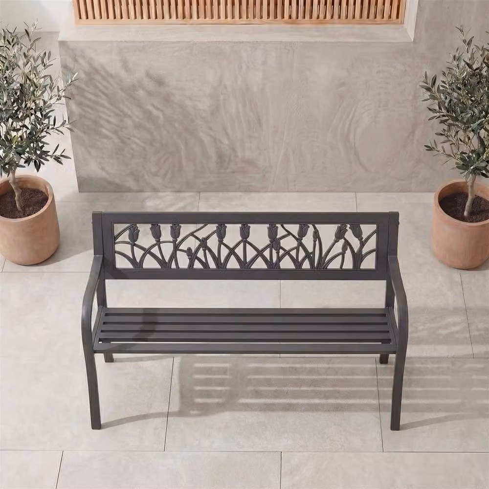 Kelvenix Tulip 3 Seater Garden Bench in Grey Steel – 2