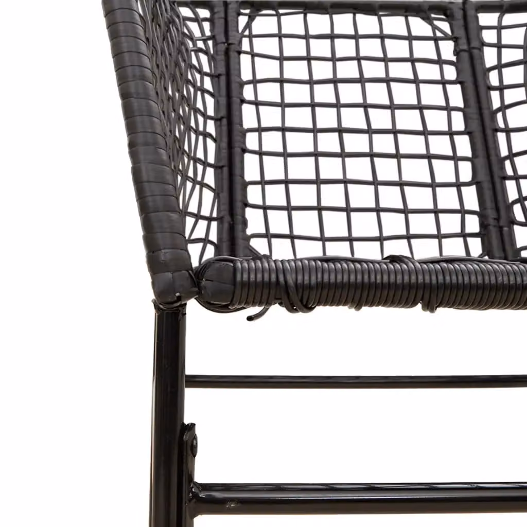 Berkfield Home Set of 2 Modern Black Poly Rattan Garden Chairs with Armrests – 3