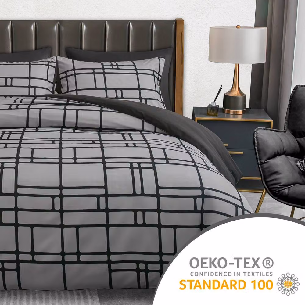 Lazzaro Home Reversible Brushed Microfibre Duvet Cover and Pillowcase Set, Grey, W/D/H: 90 x 200 cm – 3