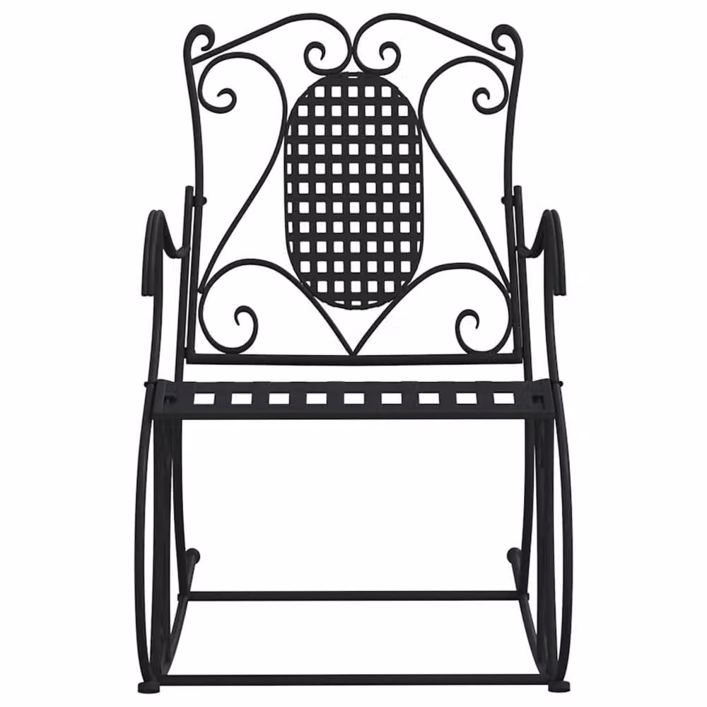 Berkfield Home Classic Rocking Bench in Black Matt Metal, Width: 84 cm – 3