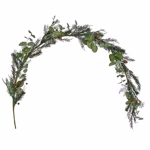 Lights4fun 1.5m Artificial Autumn and Winter Foliage Garland with Blueberries, Pinecones and Leaves in Blue and Green – 2