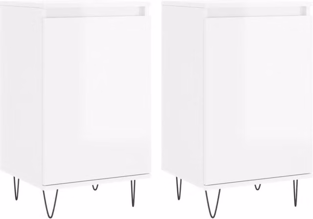 Berkfield Home Set of 2 Modern High Gloss White Sideboards, W/D/H: 40 x 35 x 70 cm