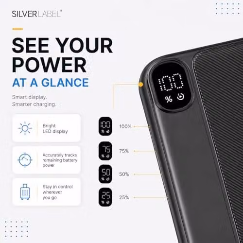 SilverLabel 10,000mAh Portable Power Bank with USB Output, Black – 3