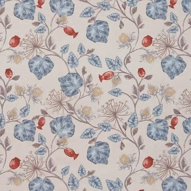 iLiv Parchment Fabric in Blue and Beige