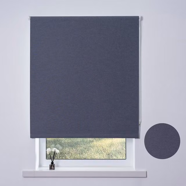 Divante Blue Blackout Textured Textile Blind, Width: 90 cm
