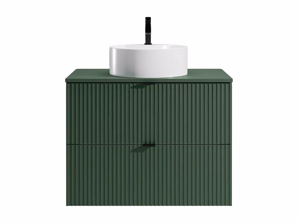 Vente-unique Striped Wall-Hung Bathroom Vanity Unit with Round Ceramic Basin in Green and White, W/D/H: 60 x 47 x 80 cm – 2