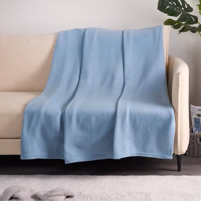 Dreamscene Plain Blue Fleece Throw Blanket, W: 150 cm